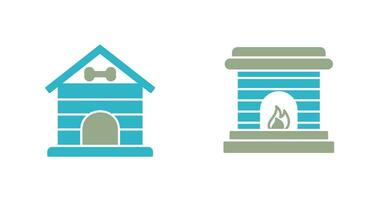 Dog House and Fireplace Icon vector