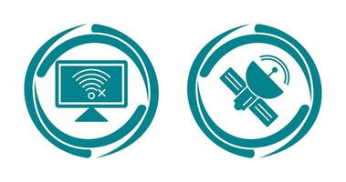 Disconnected Network and Satellite Icon vector