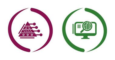 Pyramid Graph and Search Icon vector