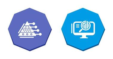 Pyramid Graph and Search Icon vector