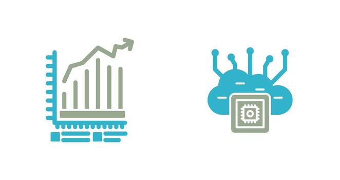 bar gráfico y nube informática icono vector