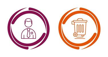 Employee and Dustbin Icon vector