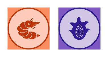 Shrimp and Dragon Fruit Icon vector