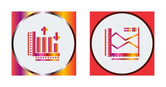 Spline Chart and Bar Graph Icon vector