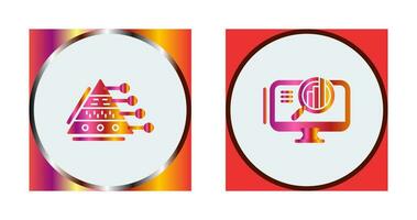 Pyramid Graph and Search Icon vector