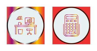 Office Desk and Calculator Icon vector