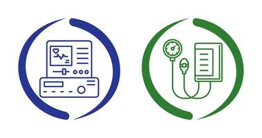 Electrocardiogram and Blood Pressure Gauge Icon vector