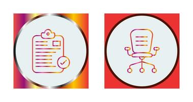 Secure Notepad and Office Chair Icon vector