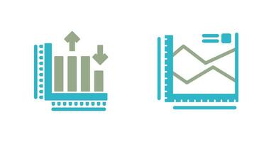 Spline Chart and Bar Graph Icon vector