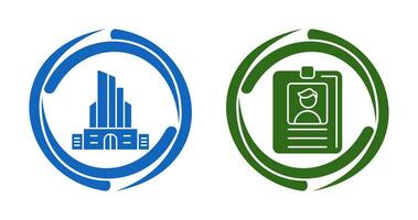 carné de identidad tarjeta y oficina edificio icono vector