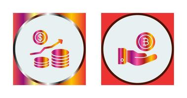 Money Growth and Bitcoin Icon vector