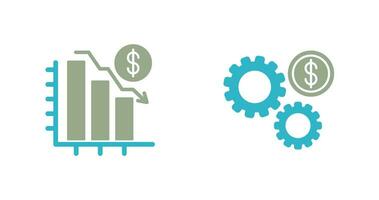 gráfico abajo y ajustes icono vector