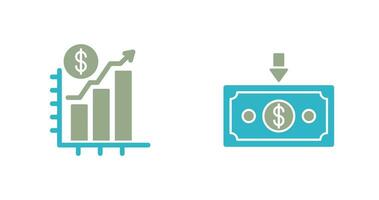 gráfico arriba y dinero abajo icono vector