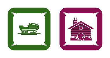 Snowmobile and Cabin Icon vector