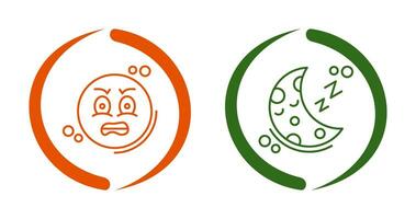 Angry and Sleeping Icon vector