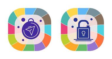 Compass and Open Lock Icon vector