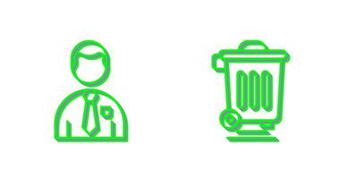 empleado y basura icono vector