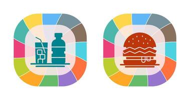 mineral agua y hamburguesa icono vector