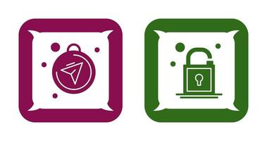 Compass and Open Lock Icon vector