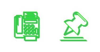 Fax Machine and Pin Icon vector