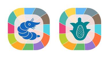 Shrimp and Dragon Fruit Icon vector