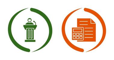 Podium and CalculatorSnack and Money Icon vector
