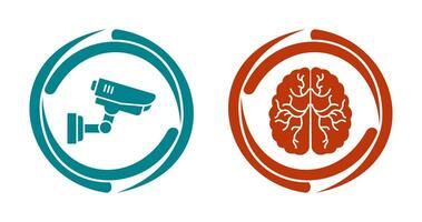 Security Camera and Brain Icon vector