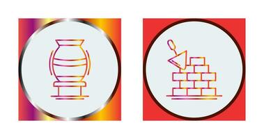 vase and brickwall Icon vector