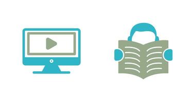 Video Lesson and Reading Icon vector