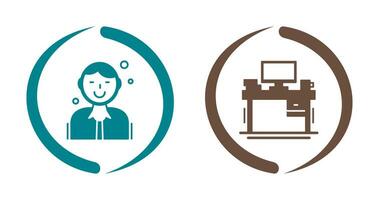 Employee and Desk Icon vector