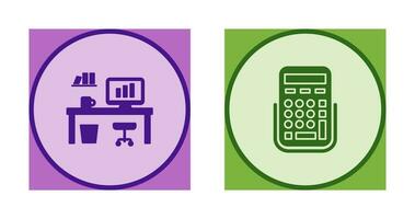 Office Desk and Calculator Icon vector