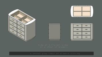 a drawing of a dresser and a cabinet vector