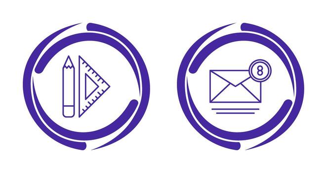 set square and mail Icon vector