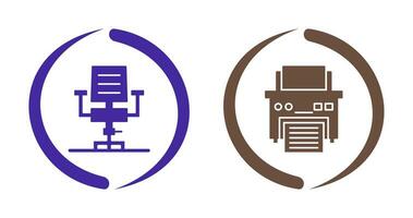 Desk Chair and Printer Icon vector