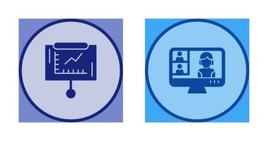 Line Graph and Conference video Call Icon vector