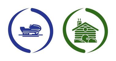 Snowmobile and Cabin Icon vector