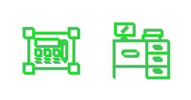 Blueprint and Desk Icon vector