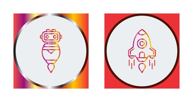 robot and rocket Icon vector