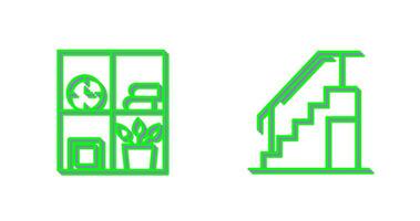 Bookshelf and Stairs Icon vector