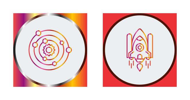 solar systems and space shuttle Icon vector