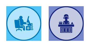 Computer Worker and Office Reception Icon vector