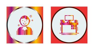 Employee and Desk Icon vector