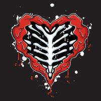 vector graffiti hand drawn heart skeleton designs for streetwear illustration