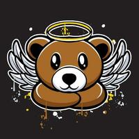 vector graffiti hand drawn angel teddy bear designs for streetwear illustration