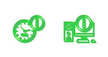 clock and computer Icon vector