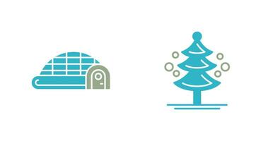 Igloo and Pine Tree Icon vector