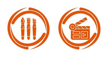 Brushes and Clapper Board Icon vector