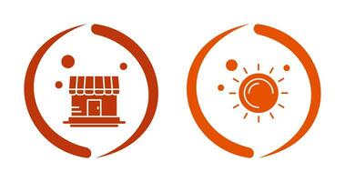 Store and Sun Icon vector