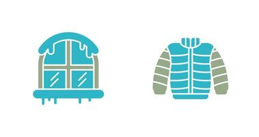 Window and Winter Clothes Icon vector