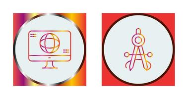 monitor and compass Icon vector